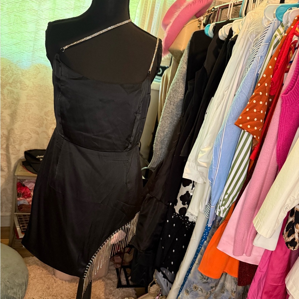 The Vintage Shop Black One Shoulder Cocktail Dress